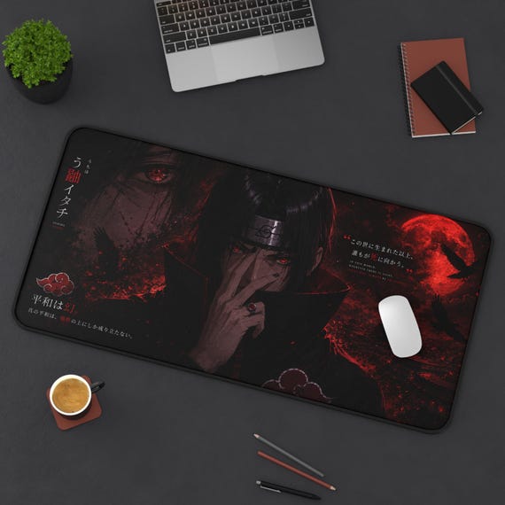 Itachi Uchiha Akatsuki Desk Mat | Dark Manga Gaming Mousepad