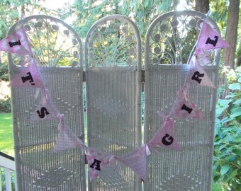 IT'S A GIRL fabric banner, fabric bunting, baby shower,gender reveal