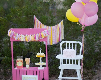 Yellow and Pink Fabric MINI Garland-pink lemonade birthday