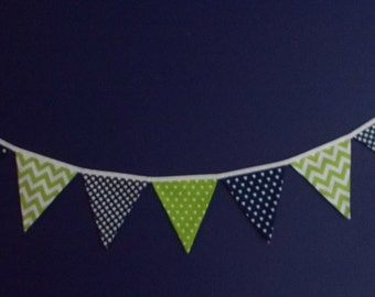 Fabric Banner- Navy and Lime Green