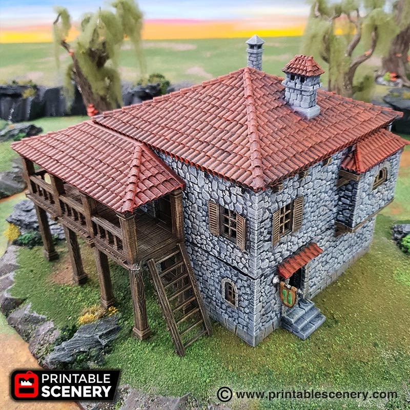 Winterdale Tavern village terrain building by Printable Scenery Miniature Toys Role Playing ...