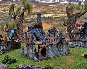 Ruined Port Merchant village terrain building by Printable Scenery