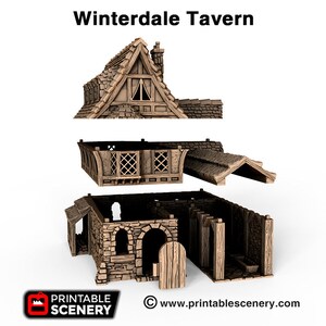 Winterdale Tavern Village Terrain Building by Printable Scenery - Etsy