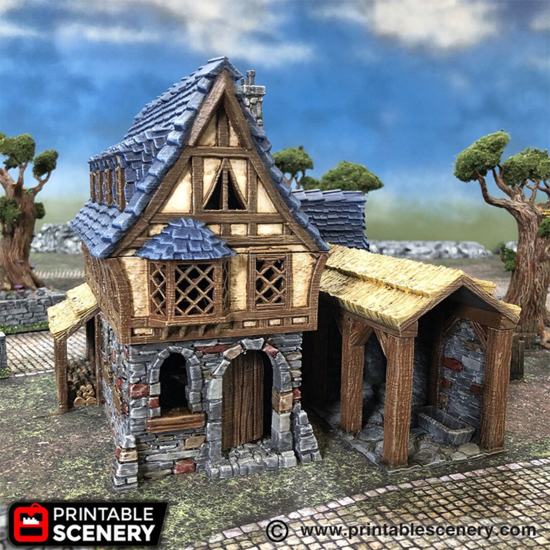 Winterdale Tavern Village Terrain Building by Printable Scenery - Etsy