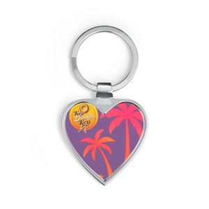 Beachy Heart Keychain-Coastal Heart Shaped Key Ring Ocean Lover Gift & Beach Accessory