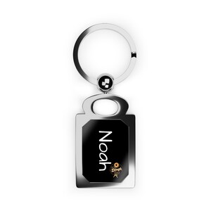 Personalized Rectangle Keychain-Custom Engraved Name Key Ring Noah Design