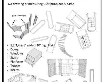 Set Design Tool, White Card Model Templates (PDF Download)
