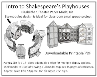 Shakespeare's Playhouse - Downloadable Theatre Paper Model Kit (figures not included)
