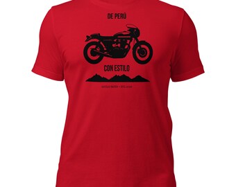 Peru Cafe Racer Shirt - De Peru Con Estilo | Spanish Motorcycle T-Shirt | Peruvian Andes Moto Vintage Tee | Biker Gift