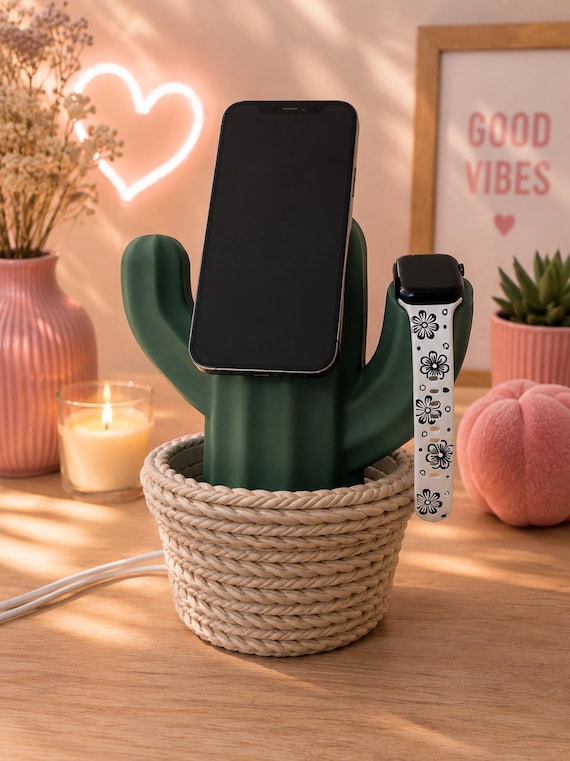 Cactus MagSafe Stand | Phone, Watch, AirPods Holder | Desk Organizer