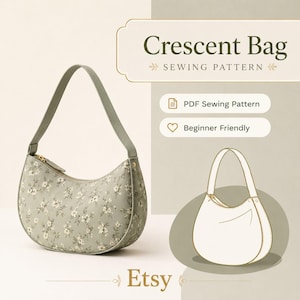 Naaipatroon halve maanzak | Hobo crossbody pdf, ritssluiting, gevoerd (directe download)