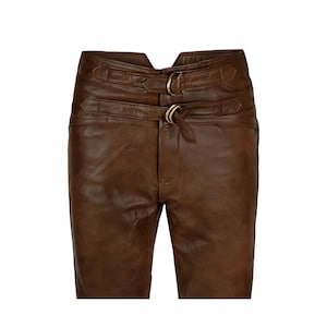 Calças de couro Jim Morrison | Calças de couro genuíno marrom chocolate | Moda masculina feita à mão