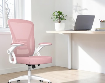 Ergonomic Office Chair with Lumbar Support Adjustable Swivel Desk Chair Flip Up Armrests Computer Chair for Home Office