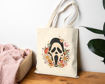 Sac fourre-tout Masque de Cri Floral | Motif Fleur Ghostface