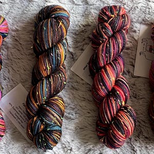 DESTASH Nomadic Yarns Hand Dyed Self Striping Sock Yarn