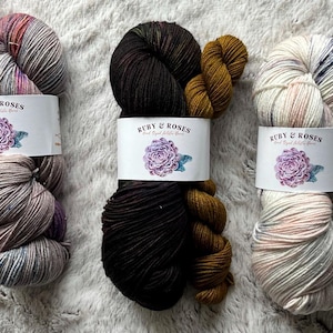 DESTASH Ruby and Roses Hand Dyed Fingering Weight Sock Yarn