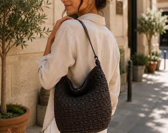 Large Woven Straw Bucket Bag for Women Summer Beach Tote