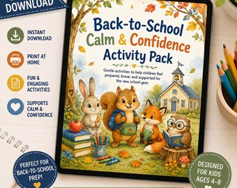 Back to School Activity Pack for Kids, Calm and Confidence Printable, First Day of School Feelings Activities