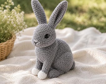 Realistisches Kaninchen Amigurumi Häkelanleitung, PDF, Realistisches Häschen Häkelmuster, Lebensechtes Häschen Amigurumi, Handgefertigtes Kaninchen aus Plüsch