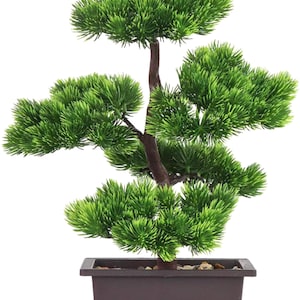 Artificial Japanese Pine Bonsai Tree, Mini Zen Desktop Decor, Japanese Style Ornament