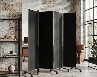 4 Panel Room Divider | Folding Privacy Screen | Office Partition | Portable Room Separator
