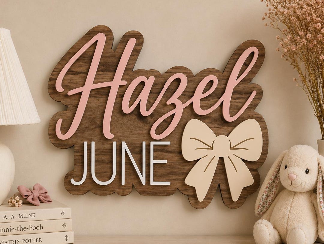 Name Sign Girl Rustic Rectangular Personalized Nursery Name Sign, Custom Wooden Baby Name Sign, Girl Room ...