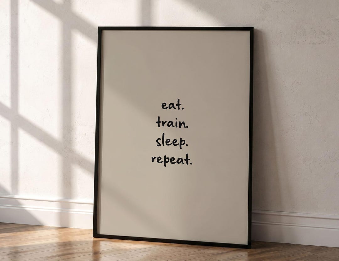 Eat Train Sleep Repeat Hand-lettered Print Minimal Gym Art Digital ...