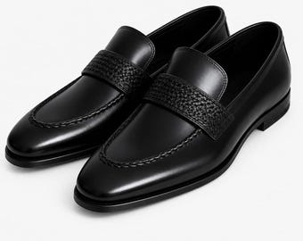 Leren loafers in Italiaanse stijl – Handgemaakte luxe instappers voor bruiloft en zakelijke kleding