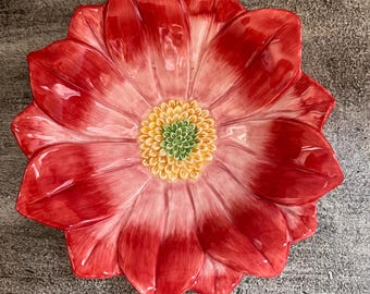 Vintage Fitz and Floyd ceramic flower bowl daisy sunflower bunny bloom 6 3/4"