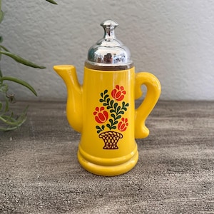 Avon Foam Bath Oil Empty Bottle Koffee Klatch Field Flowers Yellow Coffee Pot