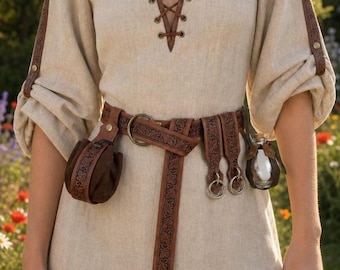 Ceinture en cuir viking médiévale porte-bouteille de potion GN Ren Faire accessoire de costume