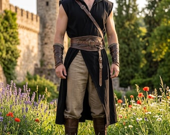 Medieval Assassin Tunic Hooded Cape Viking Cloak Cosplay Costume Renaissance Faire