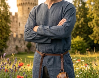 Viking Tunic Shirt Chemise Pirate Medieval Knight Costume Renaissance Cosplay Mens Tunique