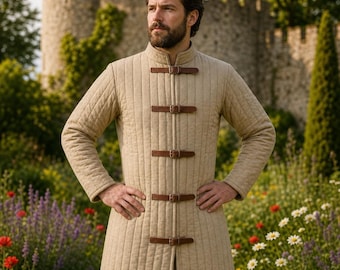 Tunique Gambison médiévale armure chevalier Costume rembourré Renaissance GN GN Reenactor Vest