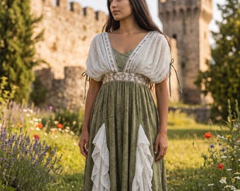 Medieval Elf Dress Women Fairy Costume Renaissance Maxi Gown Fantasy Cosplay Ren Faire Outfit