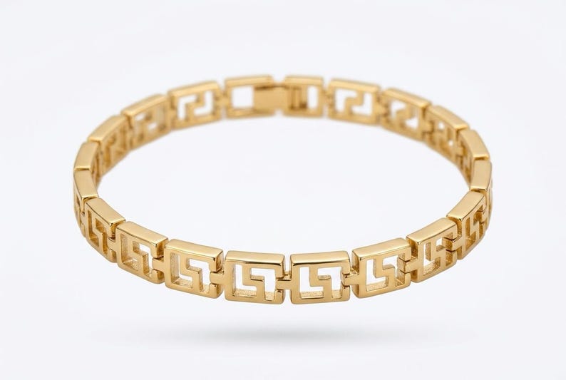 Gold-plated bracelet Greek key style. bild 2