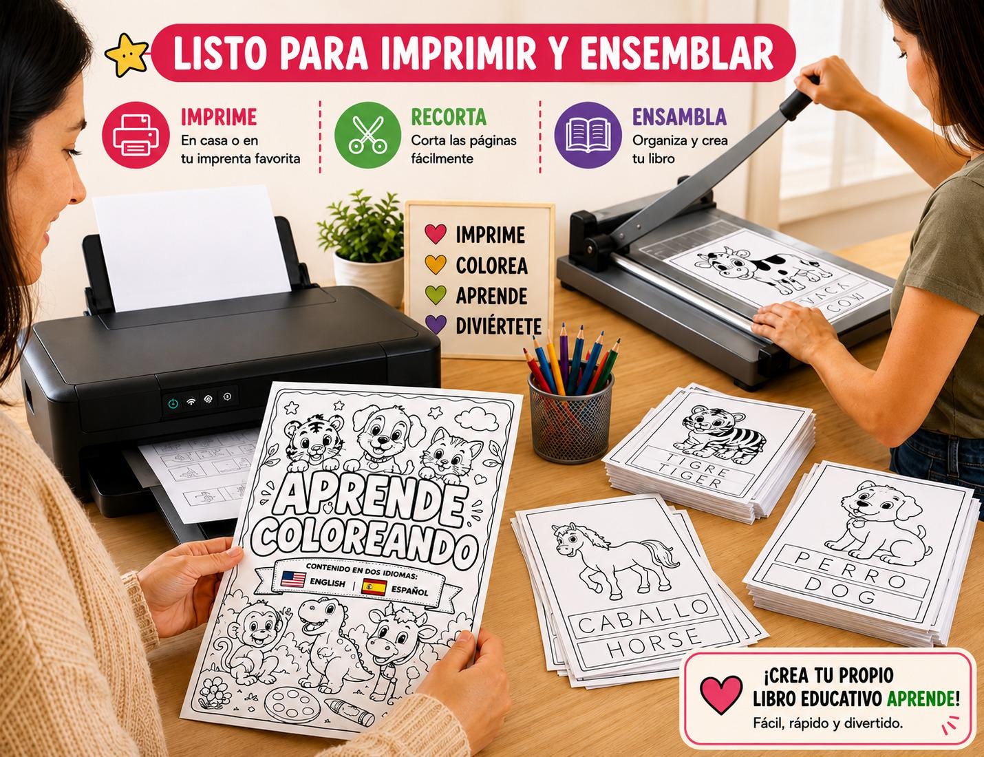 Libro Para Colorear Animales Bilingüe / Español e Inglés / PDF ...