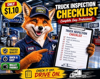 Truck Inspection Checklist | Pickup Truck Inspection Checklist | Canva Editable & Printable instant Downloaded