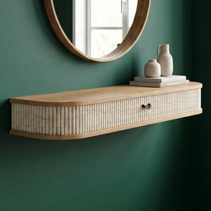 Floating Wood Shelves Handmade Mango Wall Shelf with Drawer Bathroom Shelves Apartment Decor
