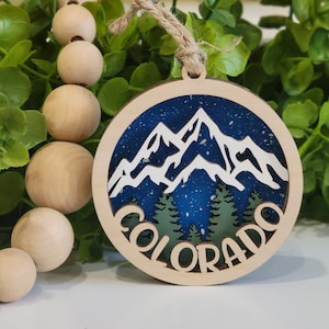 3D Colorado Ornament • Hand-Painted Laser Cut Birch Wood