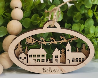 Christmas Ornament - Christmas Scene - Santa Village - 3D Christmas Scene Ornament