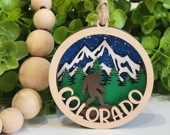 Colorado Yeti Ornament • Colorado 3D Ornament  • 2022 Christmas Ornament  • Custom Ornament • Laser Cut Ornament