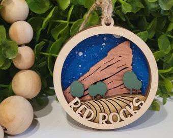 Red Rocks Colorado Ornament • Colorado 3D Ornament  • 2022 Christmas Ornament  • Custom Ornament • Laser Cut Ornament