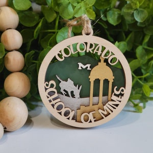 3D Colorado School of Mines Ornament • Laser Cut Wood