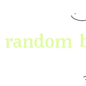 Può includere: Uno sfondo bianco con la scritta "Pin random box!!" in verde chiaro. L'immagine include diversi semplici scarabocchi neri, tra cui una faccia di gatto, una linea curva con punti e altre forme astratte.