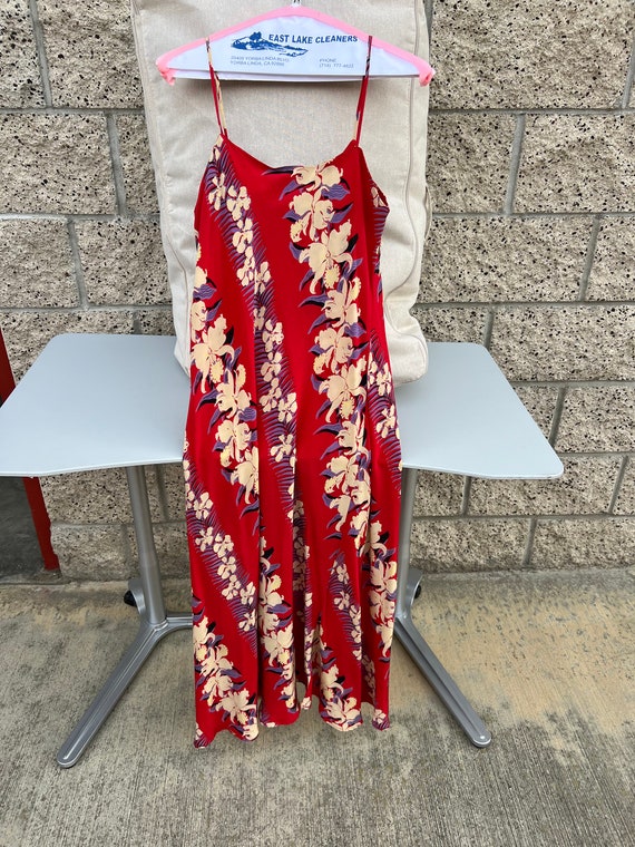 Vintage Red Silk Hawaiian Dress Co-ord - 2 pieces… - image 2