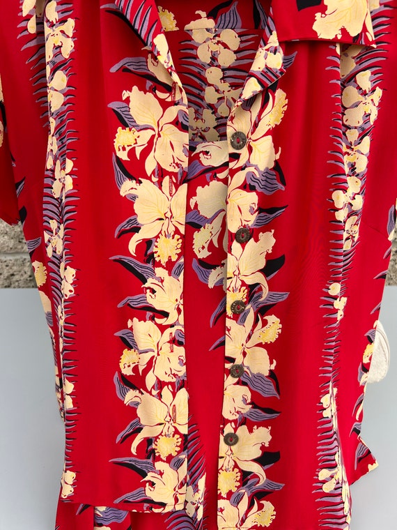 Vintage Red Silk Hawaiian Dress Co-ord - 2 pieces… - image 6