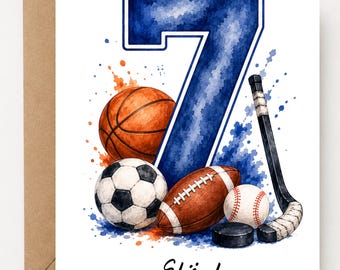 Personalized 7th Birthday Card for Boys | Custom Name seventh Birthday Card | Boy Birthday Card | Age 7 Birthday | Personalized Birthday