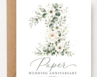 Personalized 1st Anniversary Card | Paper Wedding Anniversary Gift | Custom Couple Names | First Anniversary Card | One Year Married