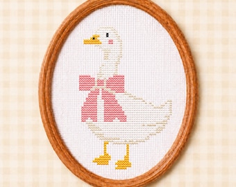 Rosa Gingham Gingham Schleife Gingham Kreuzstichmuster, Cottagecore niedlicher Vogel Kindergarten Kreuzstichmuster, Bauernhaus Badezimmer Wanddekor, Instant Download PDF